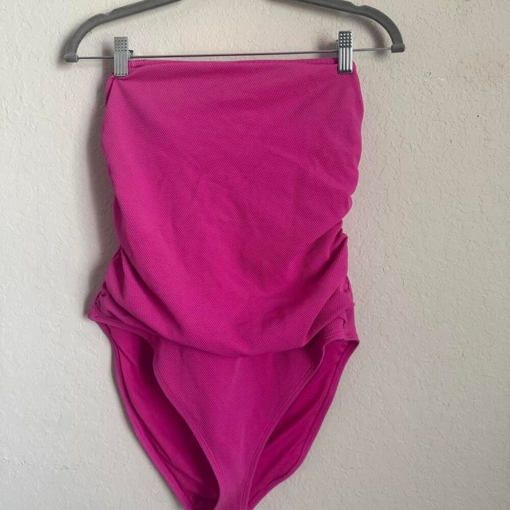 Jessica Simpson Pink Textured Bandeau One Piece Swimsuit XL